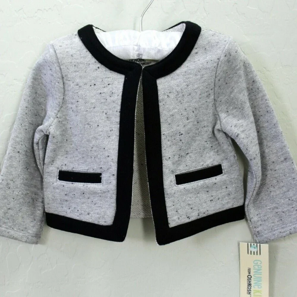 Genuine Kids by OshKosh Long Sleeve Black Trim Sparkle Jacket Size 12M